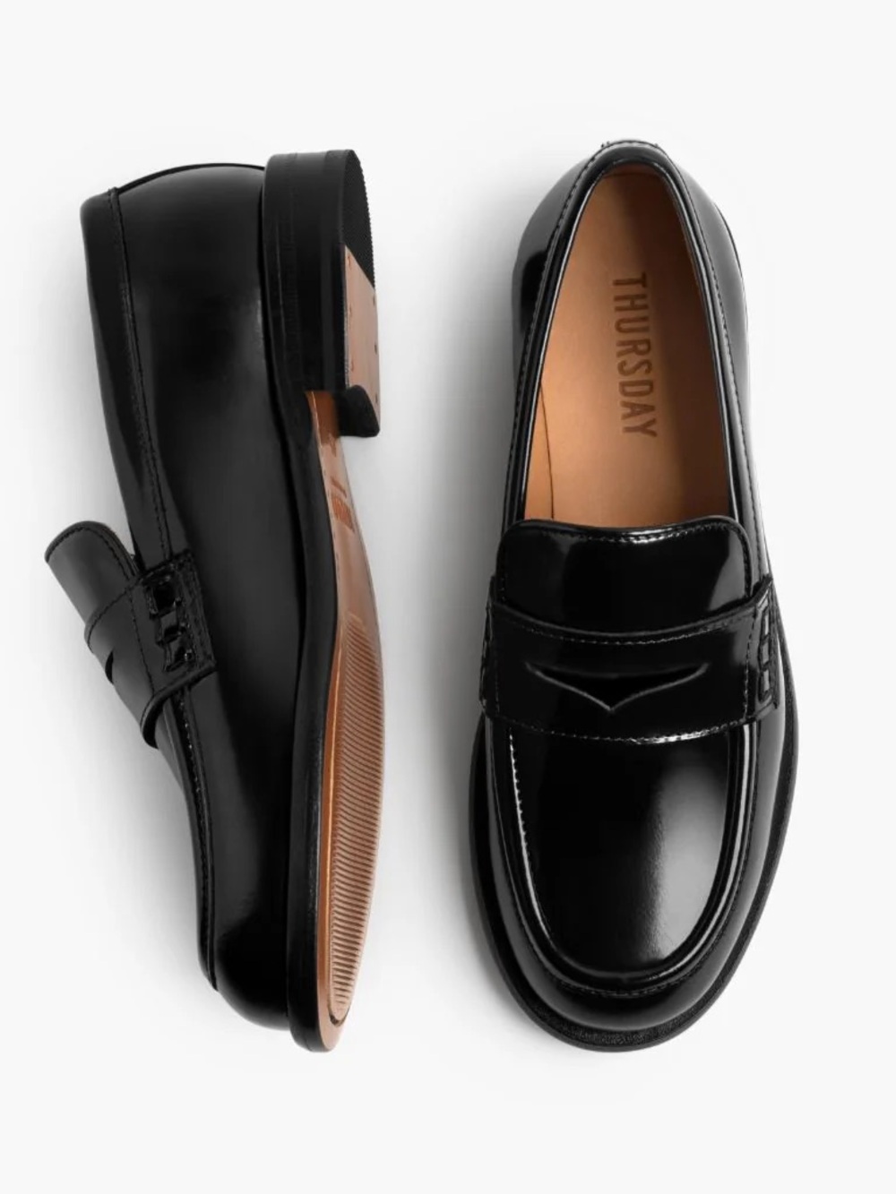 Thursday Boot Company Women’s Black Patent Leather Dress Penny Loafers - Picture 2 of 8